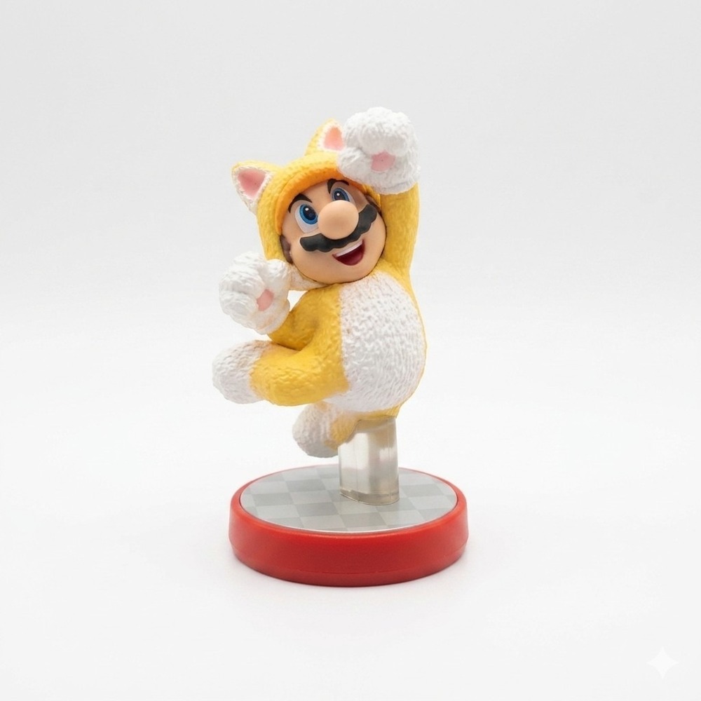 Nintendo Super Mario 3D World Bowsers Fury YELLOW Cat Mario Amiibo Figure